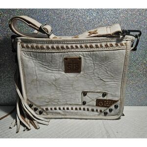 STS Ranchwear Cremello Mae White Leather Crossbody Concealed Carry Bag Studded